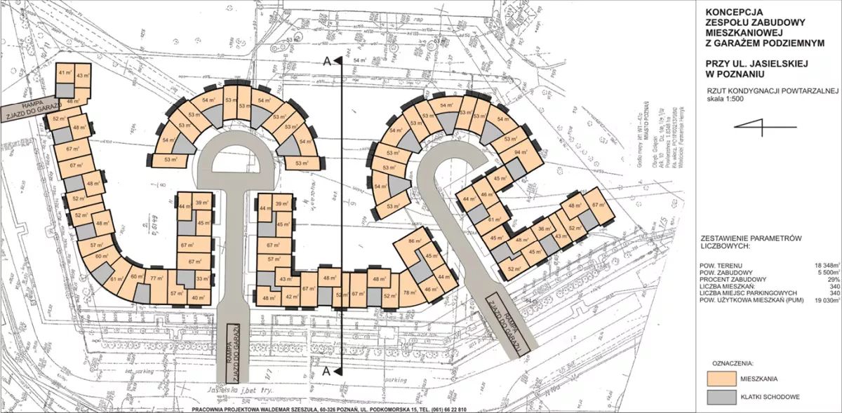 Osiedle w rejonie Fortu VI, przy ul. Jasielskiej w Poznaniu pierwsza koncepcja zabudowy 9
